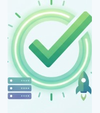 Green checkmark with deployment icons